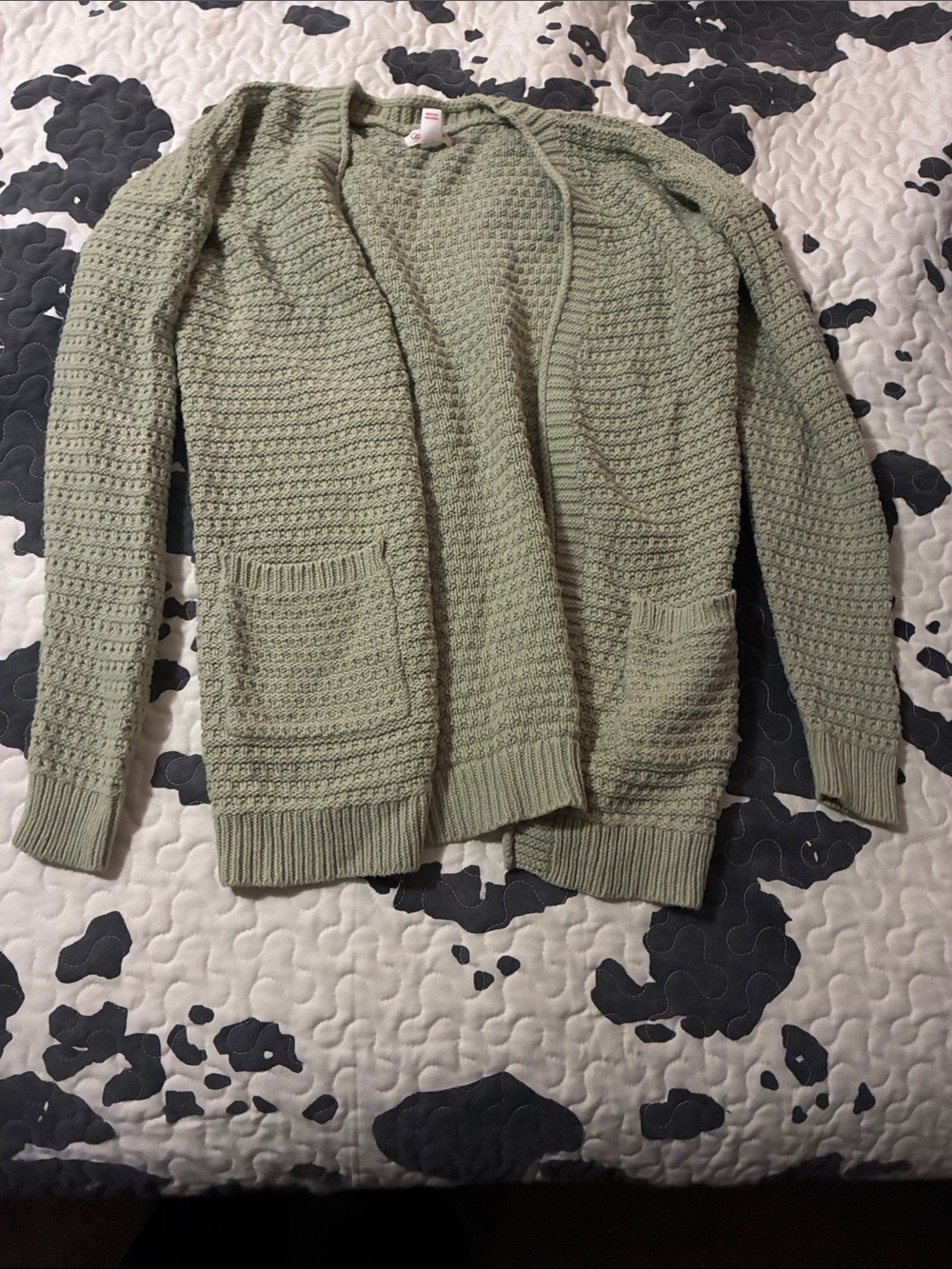 Cat & Jack Light Sage Knit Open-Front Cardigan